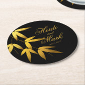 魅力的なタケは金ゴールドホイル|の黒を去ります ラウンドペーパーコースター (アングル)