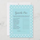 魅力的なターコイズリボン　価格当てゲーム　ベビーシャワー 招待状 (正面)