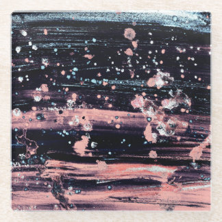 魅力的なダークグレーピンクのスポットライト ガラスコースター