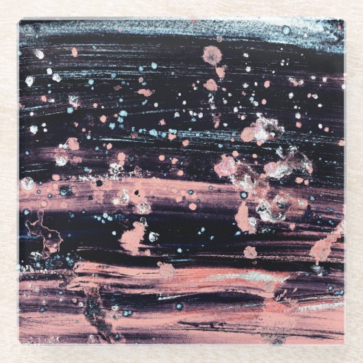 魅力的なダークグレーピンクのスポットライト ガラスコースター (正面)