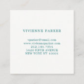 魅力的なティール(緑がかった色)および黒 スクエア名刺 (裏面)