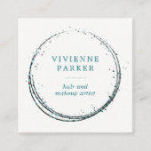 魅力的なティール(緑がかった色)および黒 スクエア名刺 (正面)