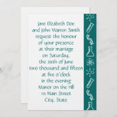 魅力的なティール（緑がかった色）結婚式招待状 招待状 (正面/裏面)