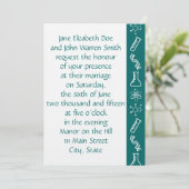 魅力的なティール（緑がかった色）結婚式招待状 招待状 (スタンド正面)