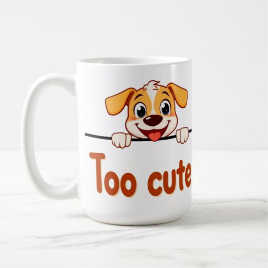 魅力的なテキストの漫画の子犬 コーヒーマグカップ (左)