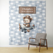 魅力的なテディベアパイロットベイビーシャワーの背景 タペストリー (インサイチュ)