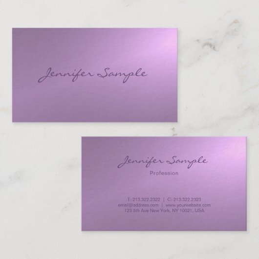 魅力的なデザインのエレガントな紫色のエリートの平野の贅沢 名刺 (正面/裏面)