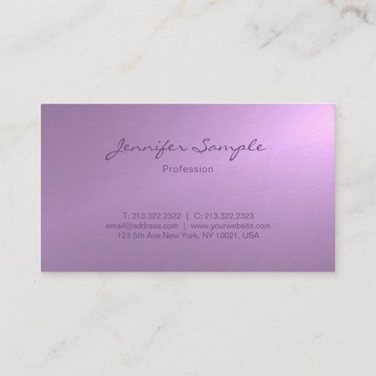 魅力的なデザインのエレガントな紫色のエリートの平野の贅沢 名刺 (裏面)