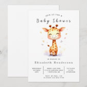 魅力的なデジタルキリン赤ちゃんシャワー 招待状 (正面/裏面)