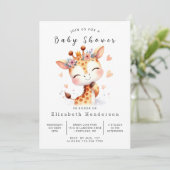 魅力的なデジタルキリン赤ちゃんシャワー 招待状 (スタンド正面)