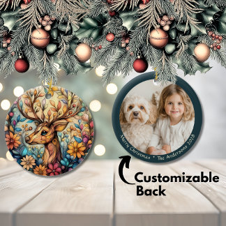 魅力的なトナカイのクリスマスカスタマイズ可能なセラミック セラミックオーナメント