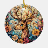 魅力的なトナカイのクリスマスカスタマイズ可能なセラミック セラミックオーナメント (正面)