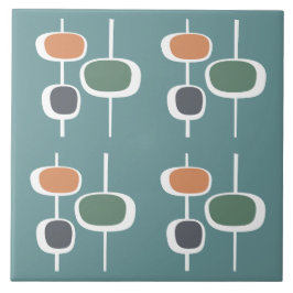 魅力的なトレンディーレトロ60sかわいいパターンブルー タイル