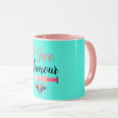 魅力的なナースシリンジ医療かわいいおもしろいピンクティール（緑がかった色） マグカップ (正面右)