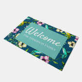 魅力的なハミングバード&春の花へようこそ ドアマット (アングル)
