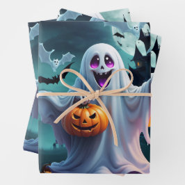 魅力的なハロウィーンデザインが伝わる。 ラッピングペーパーシート