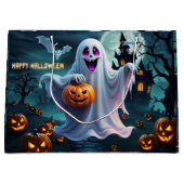 魅力的なハロウィーンデザインが伝わる。 ラージペーパーバッグ (正面)