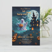 魅力的なハロウィーンデザインが伝わる。 招待状 (スタンド正面)