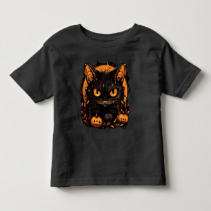 魅力的なハロウィーン：カボチャの中の黒猫 トドラーTシャツ