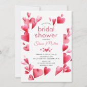 魅力的なハートブライダルシャワー招待 招待状 (正面)