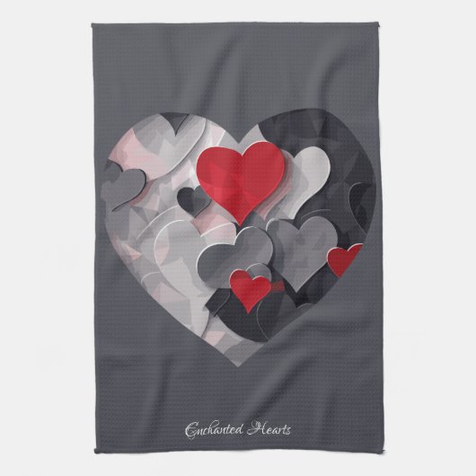 魅力的なハート キッチンタオル (縦)