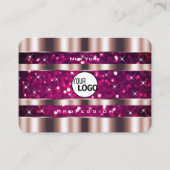 魅力的なバラ金ゴールドピンクのグリッタースター追加ロゴ 名刺 (正面)