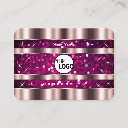 魅力的なバラ金ゴールドピンクのグリッタースター追加ロゴ 名刺 (正面)