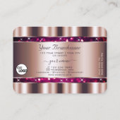 魅力的なバラ金ゴールドピンクのグリッタースター追加ロゴ 名刺 (裏面)