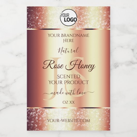 魅力的なバラ金ゴールド製品ラベルイニシャルロゴ フードラベル (シングルラベル)