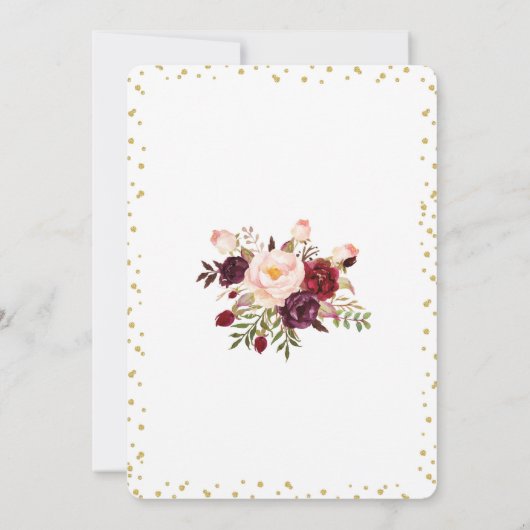 魅力的なバーガンディの花のピンクのバラのベビーシャワーの招待 招待状 (裏面)