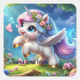 魅力的なパーソナライズされたユニコーンのステッカー スクエアシール