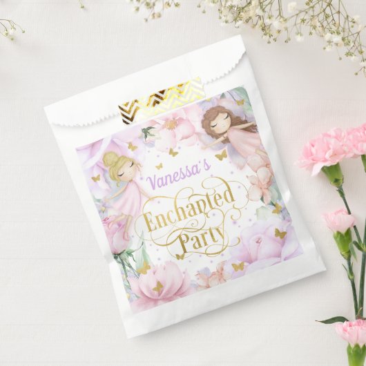 魅力的なパーティー、ガーデン妖精をテーマにした誕生日 フェイバーバッグ (封をした状態)