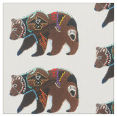 魅力的なビーズ付きブラウンベア ファブリック (クローズアップ)