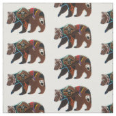 魅力的なビーズ付きブラウンベア ファブリック (見本)