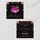 魅力的なピンクのカボチャ感謝感謝感謝かわいい スクエア名刺 (正面/裏面)