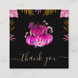 魅力的なピンクのカボチャ感謝感謝感謝かわいい スクエア名刺