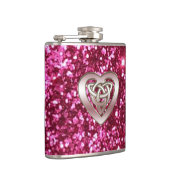 魅力的なピンクのグリッターのケルト族のハートのフラスコ フラスク (右)