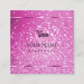 魅力的なピンクのグリッタースきらめくター追加ロゴ スクエア名刺 (正面)