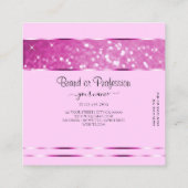 魅力的なピンクのグリッタースきらめくター追加ロゴ スクエア名刺 (裏面)