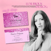 魅力的なピンクのグリッタースきらめくター追加ロゴ スクエア名刺