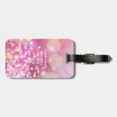 魅力的なピンクのスパークルモノグラムラゲージタグ ラゲッジタグ (裏面横)
