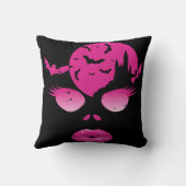 魅力的なピンクのハロウィーン：ムーンライトの謎とこうもり クッション (裏面)