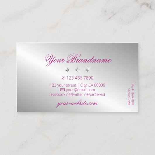 魅力的なピンクの銀きらめく印ダイヤスタイリッシュ 名刺 (裏面)
