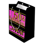 魅力的なピンクの黒の黄金の素晴らしい5O蝶 ミディアムペーパーバッグ (裏面アングル)