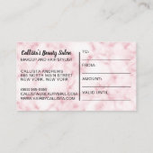 魅力的なピンクグリッター大理石ギフト証明書 名刺 (裏面)