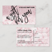 魅力的なピンクグリッター大理石ギフト証明書 名刺 (正面/裏面)