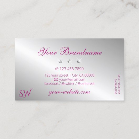 魅力的なピンクシルバーダイヤきらめくズモノグラム 名刺 (裏面)