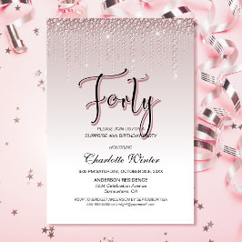 魅力的なピンクダイヤモンドサプライズ40歳の誕生日 招待状