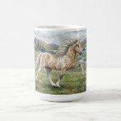魅力的なピントアイスロンド馬の水彩画 コーヒーマグカップ (中央)