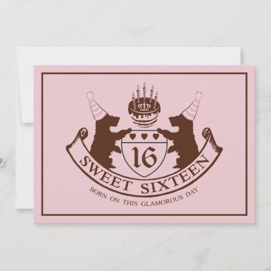 魅力的なファッションのオートクチュールの女の子のSweet sixteenの誕生日 招待状 (正面)